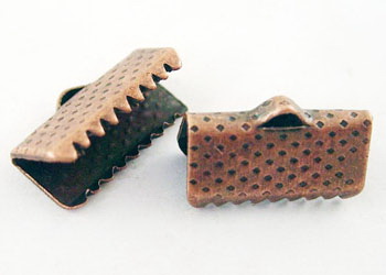 Ribbon Clamps Iron 13 mm pinch color antique copper -50 pieces