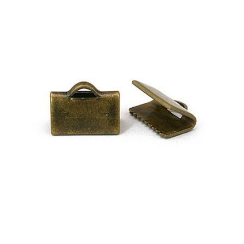 Metal Pinch Crimp Clamp / 10 mm / Antique Bronze - 10 pieces