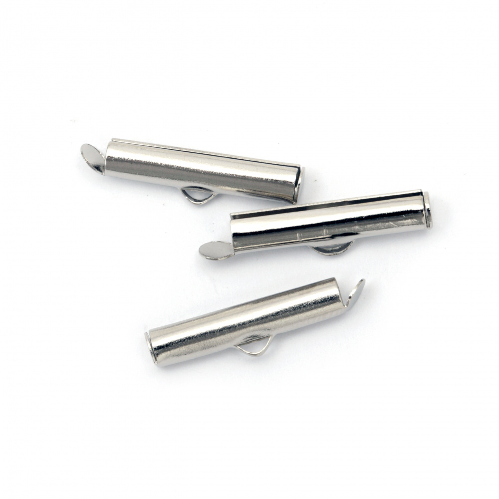 Tube Slide Clasps for Ending Seed Bead Jewelry / 20x4 mm, Hole: 2.5x1 mm / Silver - 20 pieces