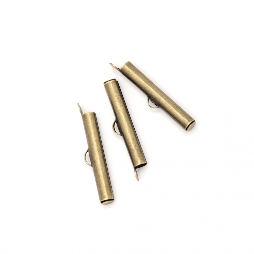 Slide Tube End Bar for Seed Bead Jewelry Making / 26x4 mm, Hole: 2.5x1 mm / Antique Bronze - 20 pieces