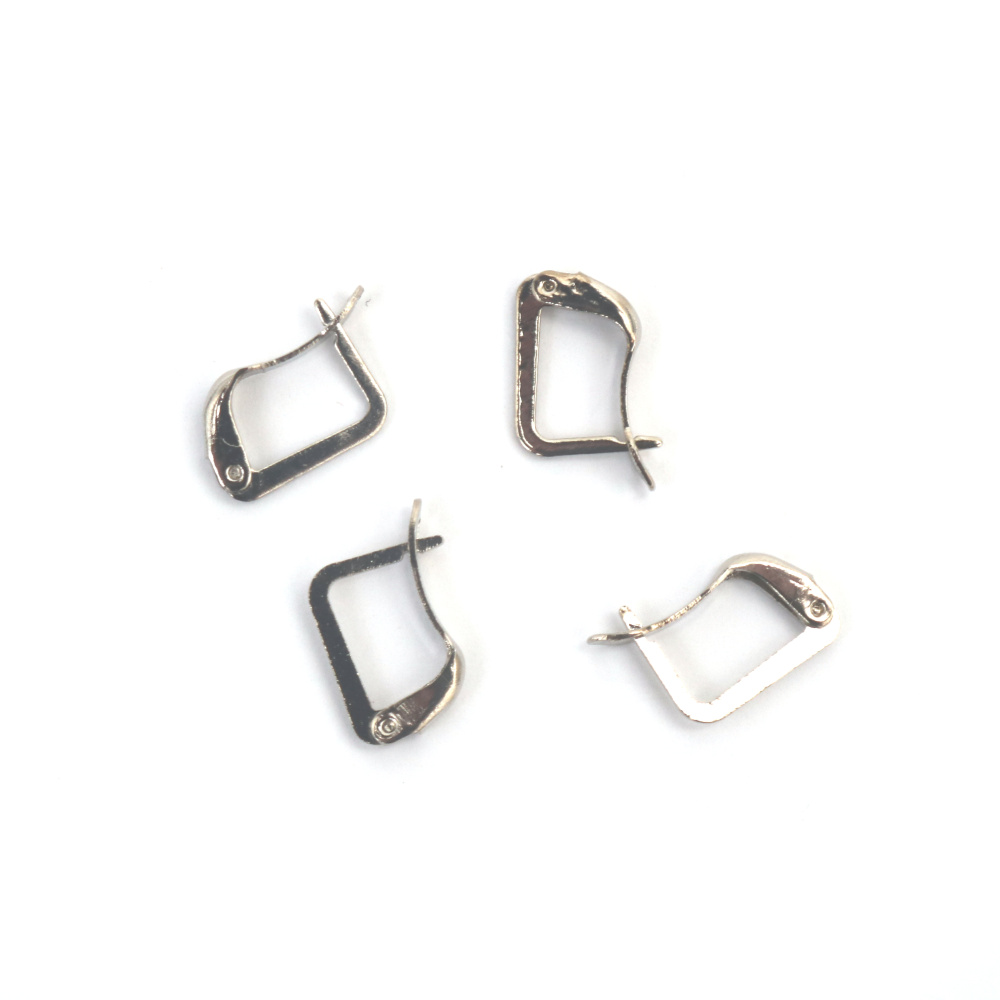 Vârf de cercei metalic 7x10 mm cu închidere argintie - 10 bucăți