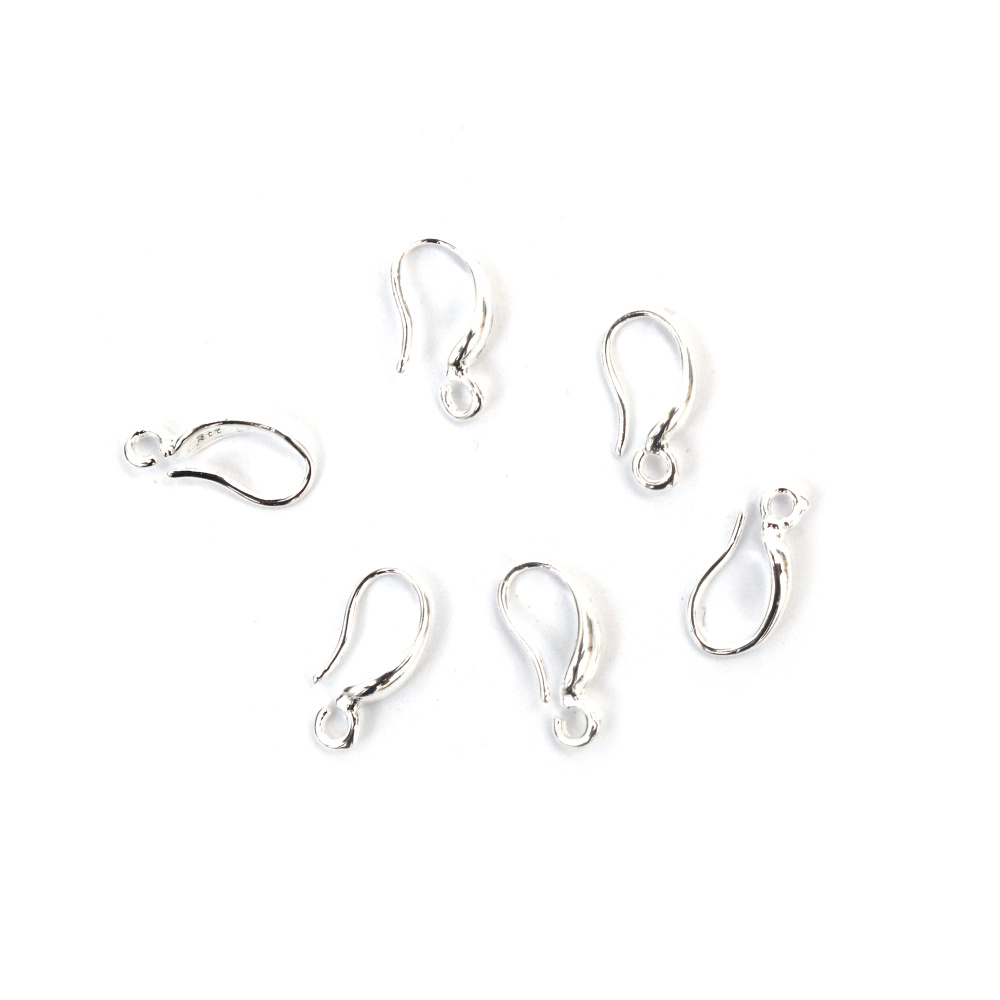 Vârf cercei metalic 5x14 mm, culoare albă - 10 bucăți