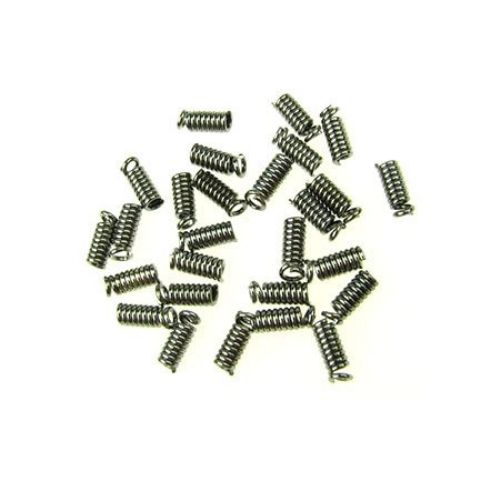 Metal Spring Tips for DIY Jewelry Making / 3x8 mm, Hole: 3 mm,  Graphite - 50 pieces