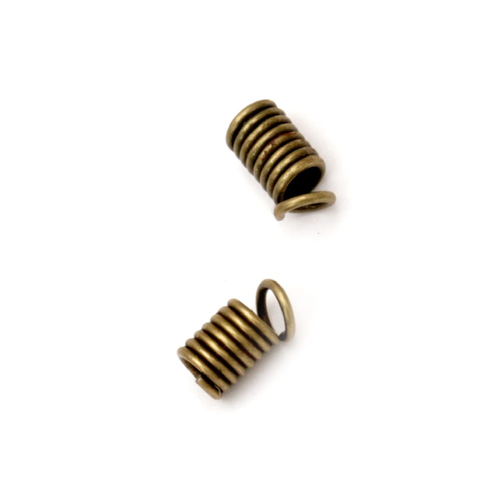 Cord Coil Spring End Fasteners /  4x6x2.8 mm / Antique Bronze - 50 pieces