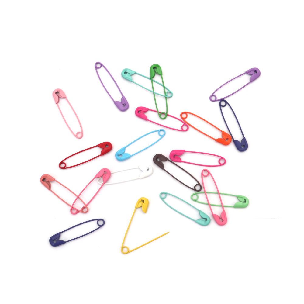 Safety Pins 30x7 mm, Mixed Colors - 20 pieces