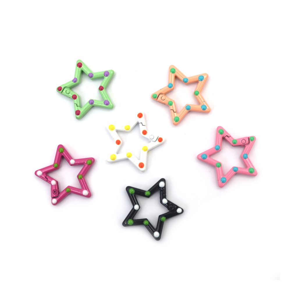 Inel 31x3 mm orificiu interior 16 mm formă de stea cu încuietoare, mix de culori - 2 bucăți