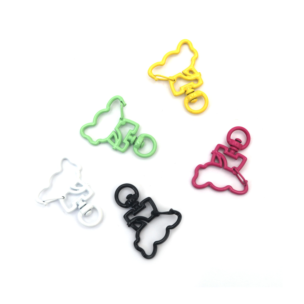 Inel 29x38x2 mm orificiu interior 22x10 mm blocare cu vârf și formă de elefant mix de culori - 5 bucăți