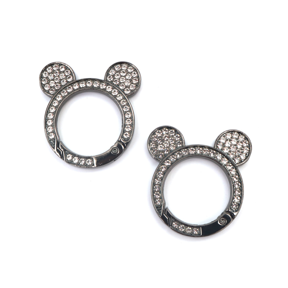 Anello Tondo a Scatto con Cristalli e Asole, Colore Acciaio Inox, 35x5 mm (Foro 25 mm) – Connettore Elegante per Gioielli, Bigiotteria e Progetti Creativi Fai da Te