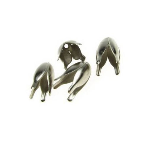 Bead End Caps for Jewelry Making / 6x13 mm /  Silver - 10 pieces
