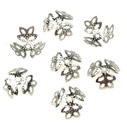 Filigree End Caps for Handmade Jewelry Findings / 10x5 mm / Silver - 50 pieces