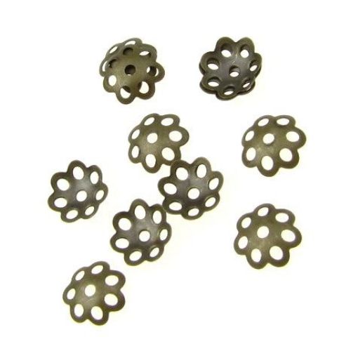 Flower Bead Caps / 6x1.5 mm /  Antique Bronze - 50 pieces