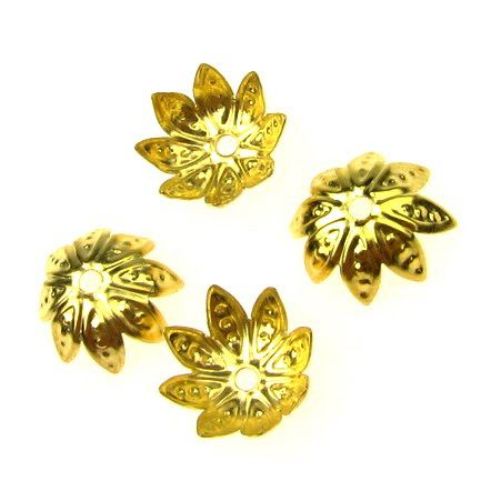 Metal Bead Caps for DIY Earrings,  Bracelets, Necklaces / 10x4 mm / Gold - 50 pieces