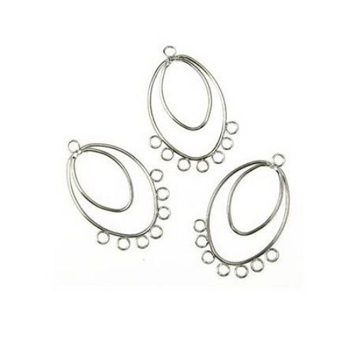 Base for jewelry metal ellipse, connecting element 50x30 mm color silver