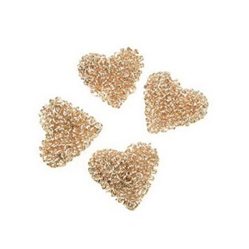 Metal element heart color gold pink -4 pieces