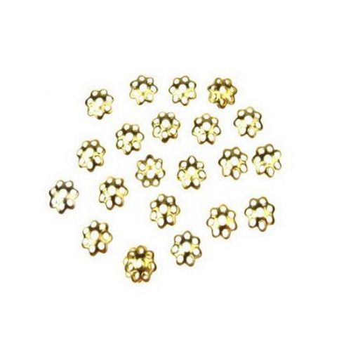 Metal Flower Bead Caps / 6x1 mm / Gold - 100 pieces