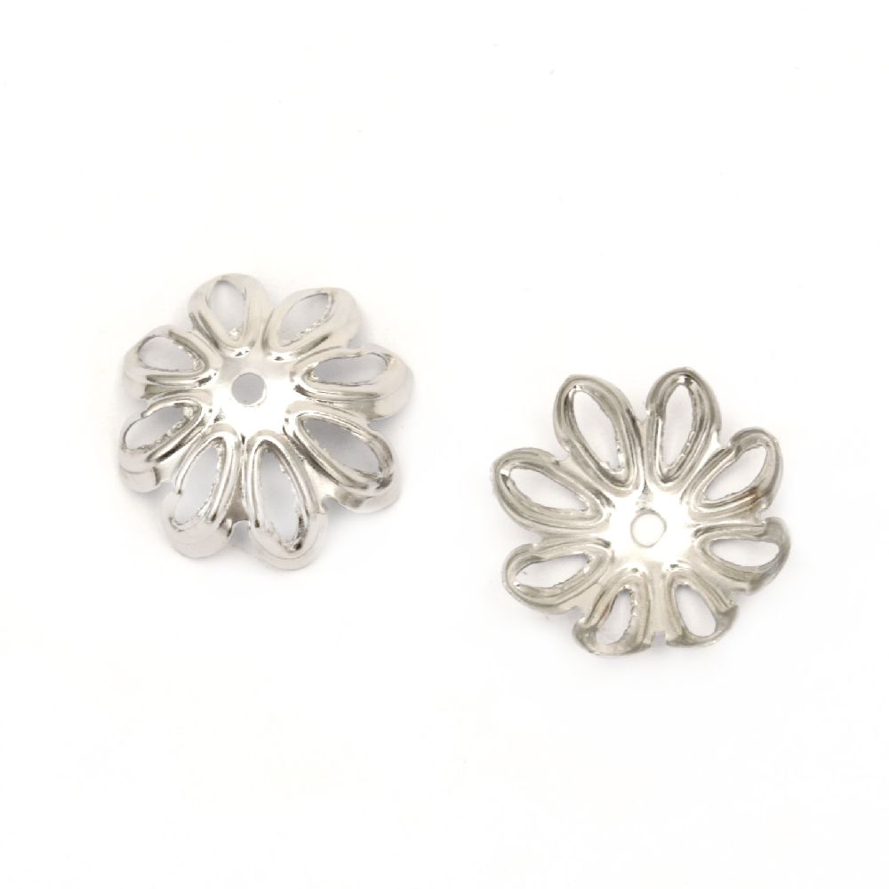 Flower Bead Caps / Spacers for Jewelry Art / 14x5 mm / Silver - 50 pieces