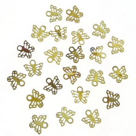 Flat Metal pendant butterfly 5x5.5 mm hole 0.3 mm color old gold - 40 pieces