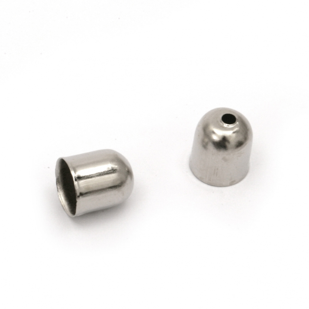 Metal End Caps for Jewelry Finishing / 8x9 mm / Silver - 50 pieces