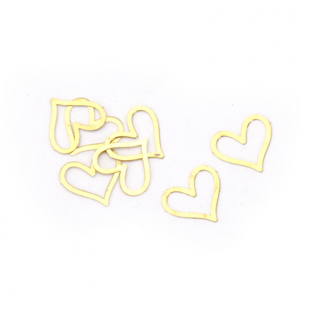 Steel heart flat metal element 6x6 mm color gold - 1 gram ~ 100 pieces