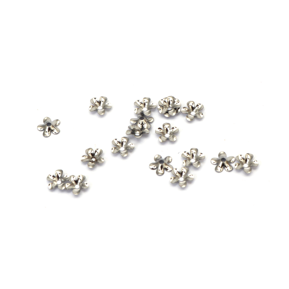 Capac din OTEL 6,5x1,5 mm gaura 1 mm culoare argintie -20 bucati