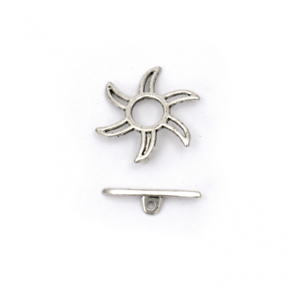 Toggle Jewelry Clasps / Flower Clasps / 22x22x2mm, 20x1.5mm,  Hole: 1.2 mm - 5 sets