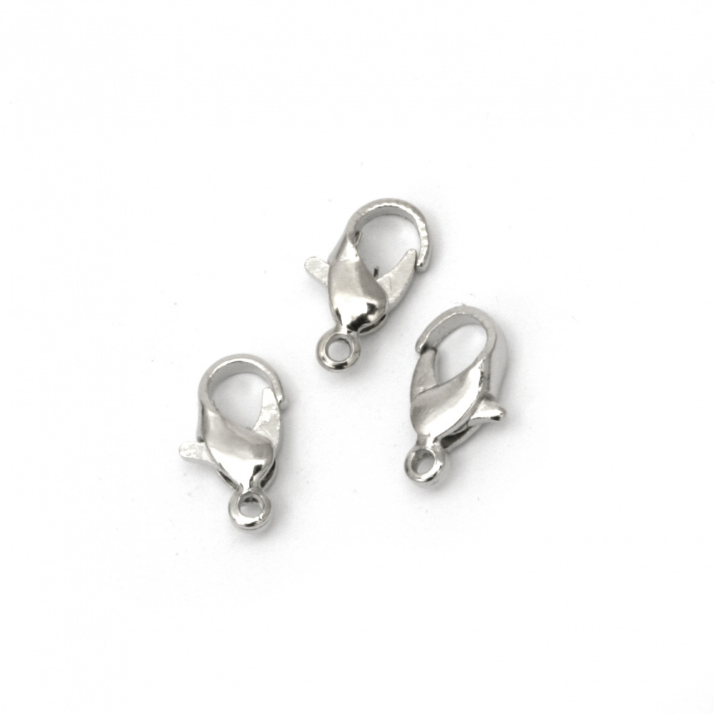 Stork Type Clasp, 6x12 mm, STAINLESS STEEL, Silver Color - 10 pieces
