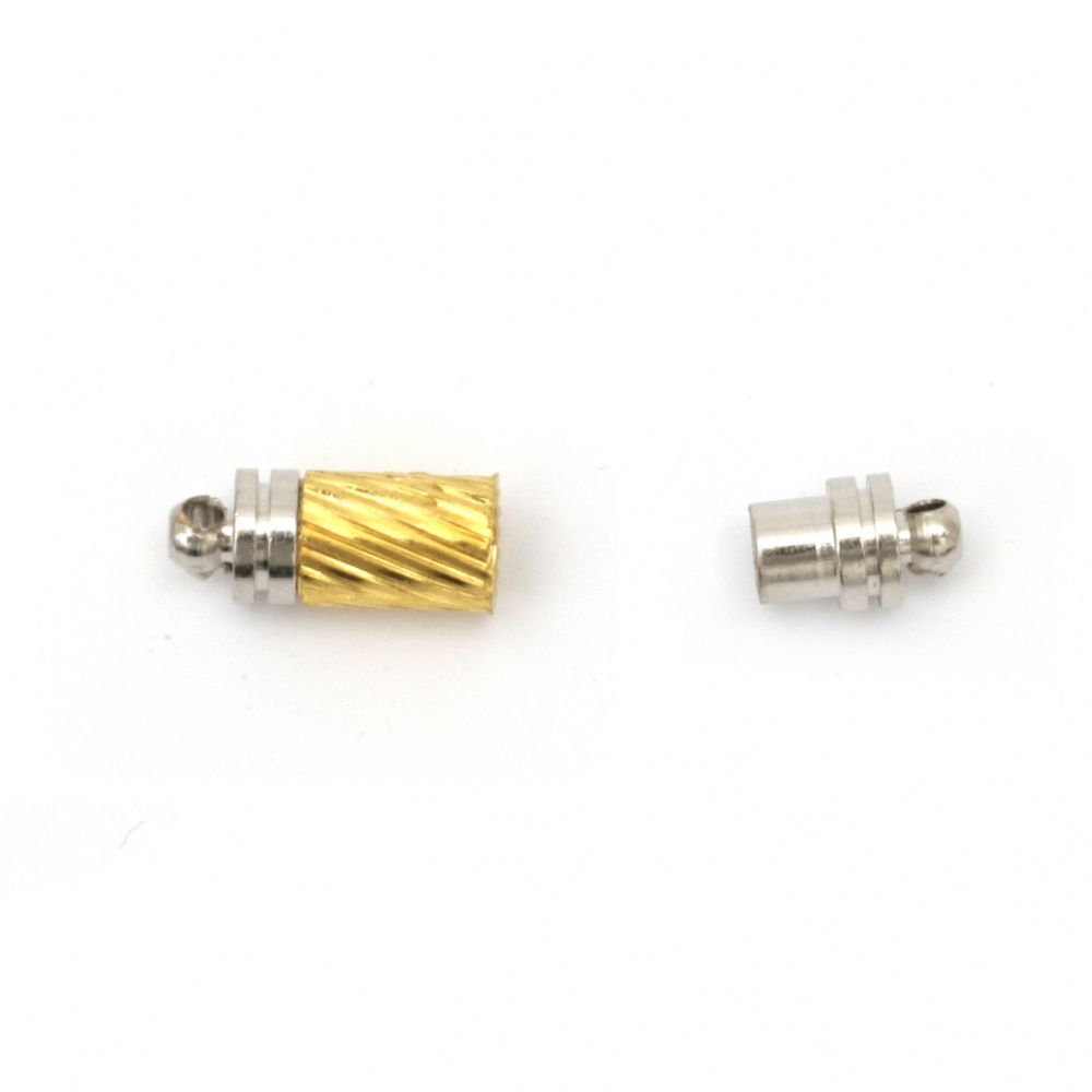 Magnetic Jewelry Clasps / 16x5 mm, Hole: 1 mm / Silver and Gold