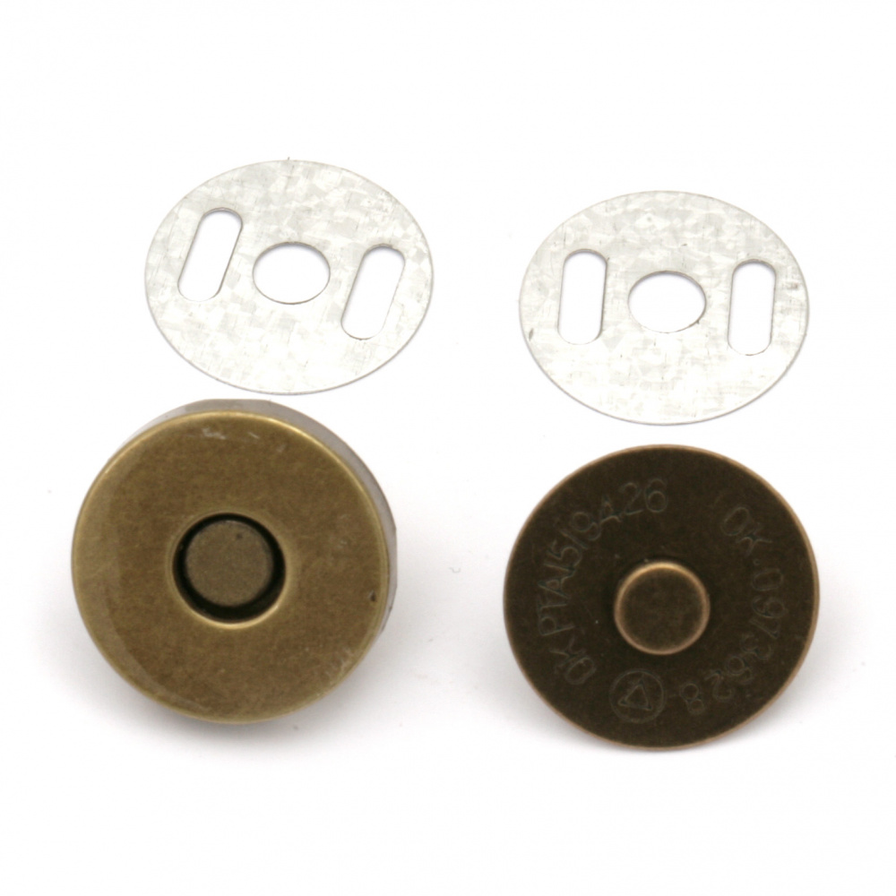 Închizător magnetic 18 mm culoare bronz antic -2 piese