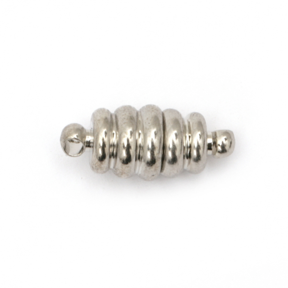 Magnetic Clasp / 18x8 mm, Hole: 1.5 mm / Silver - 1 piece