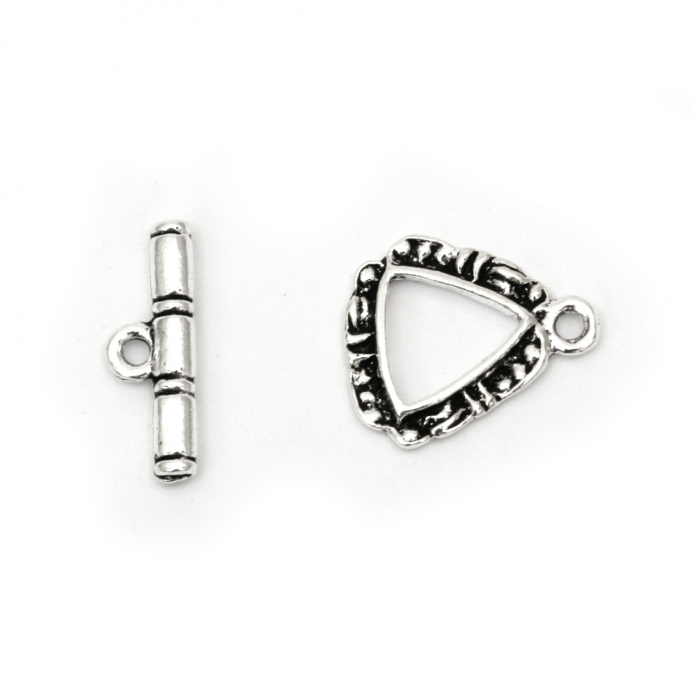 Metal Toggle Clasps / 18x15.5x mm, 18x6x2.5 mm, Hole: 2 mm / Old Silver - 5 sets