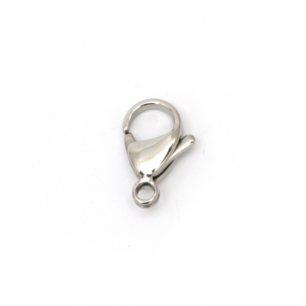Stork-type clasp, 9x15x4 mm, 304 STEEL, silver color, first quality - 5 pieces