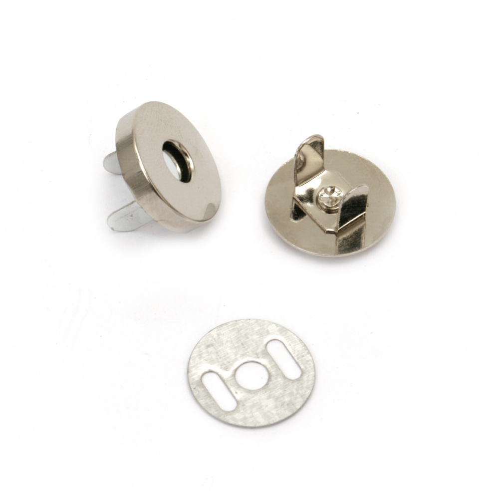 Magnetic clasps, 14 mm, silver color - 2 pieces