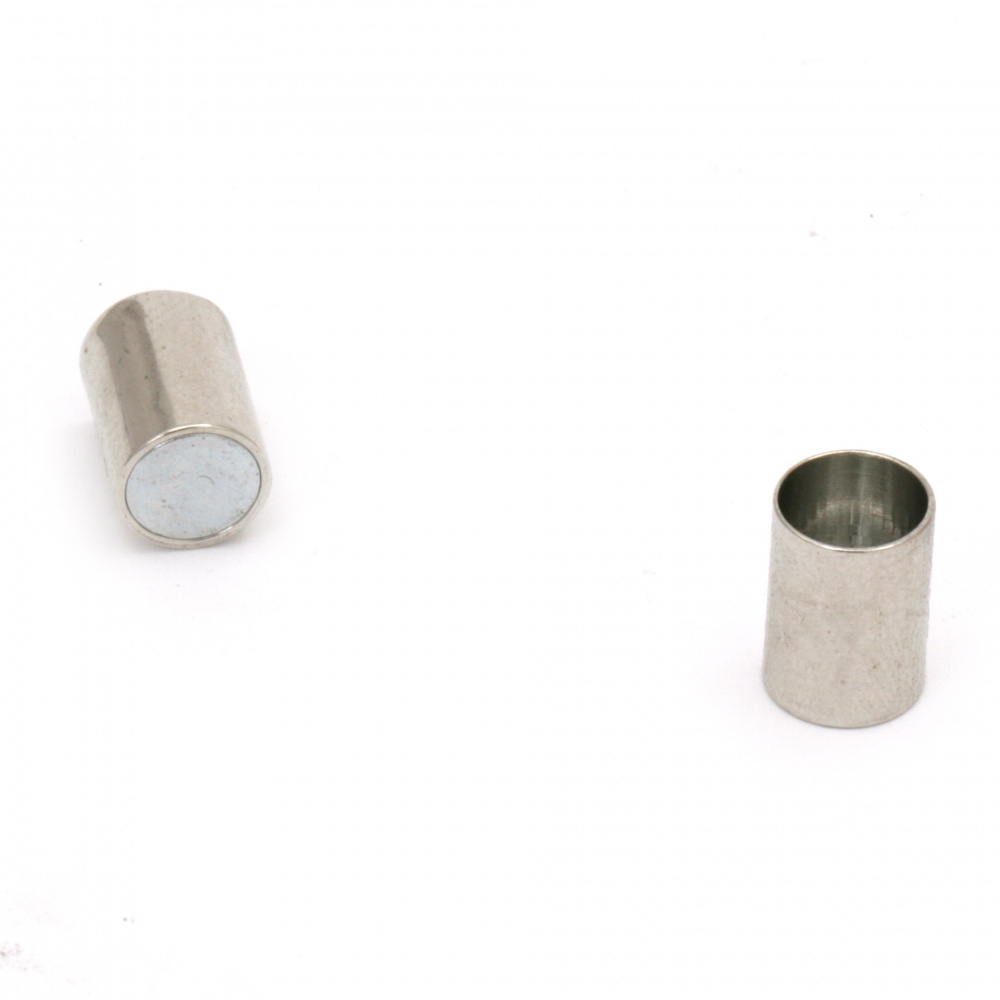 Закопчалка магнитна 20x7 мм дупка 6 мм цвят сребро