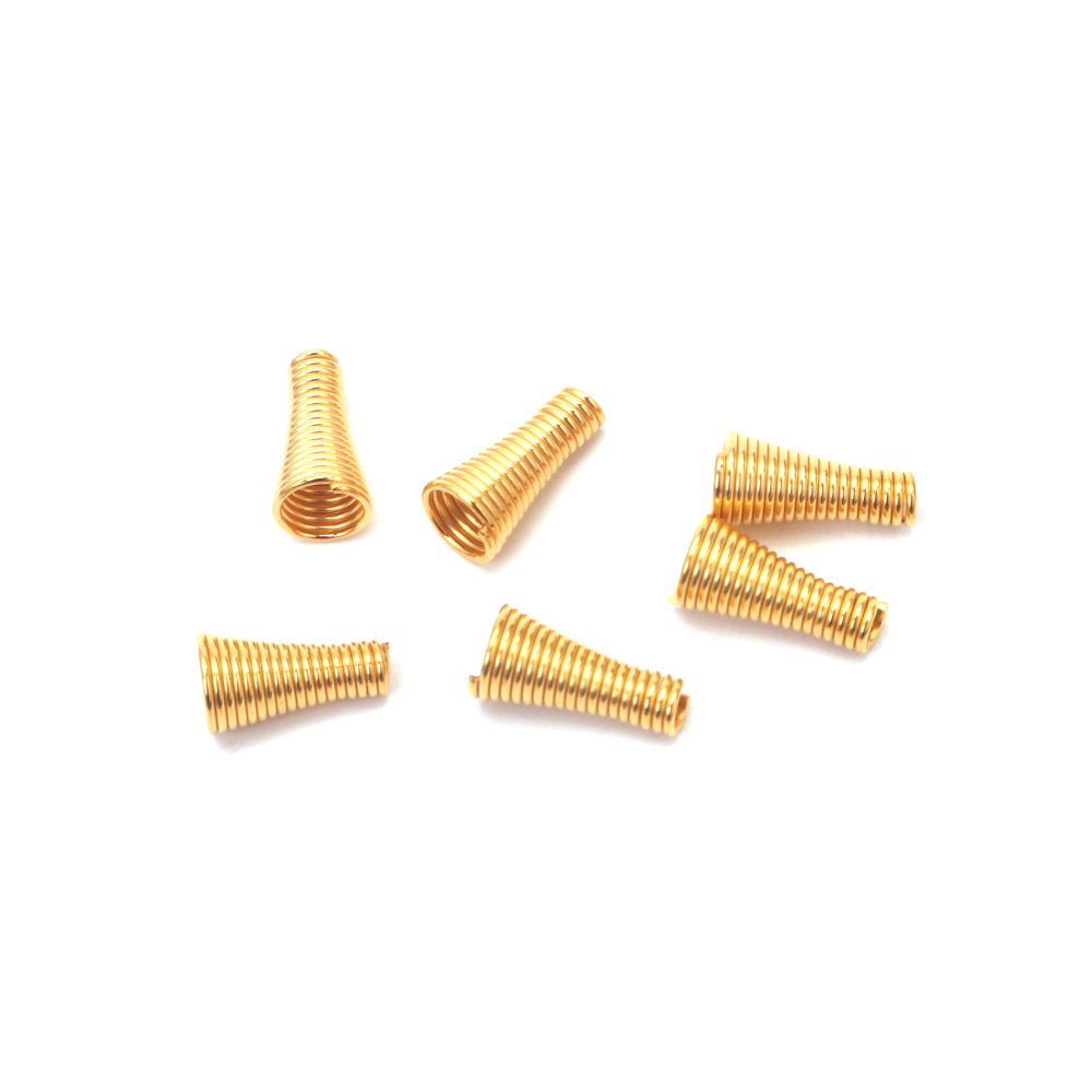Fém spirál zsinórvég, kúp alakú, arany színű, 7×4×13 mm, ékszerkészítéshez – 50 db