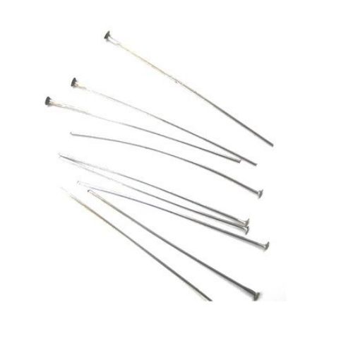 Metal End Headpins / 45 mm / Silver - 10 grams - 50 pieces