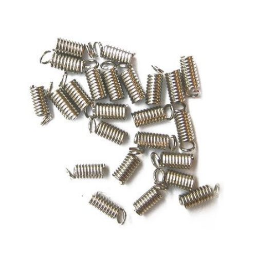 Coil End Tips with Loop / 3x6x2 mm / Silver ~ 8 grams - 50 pieces