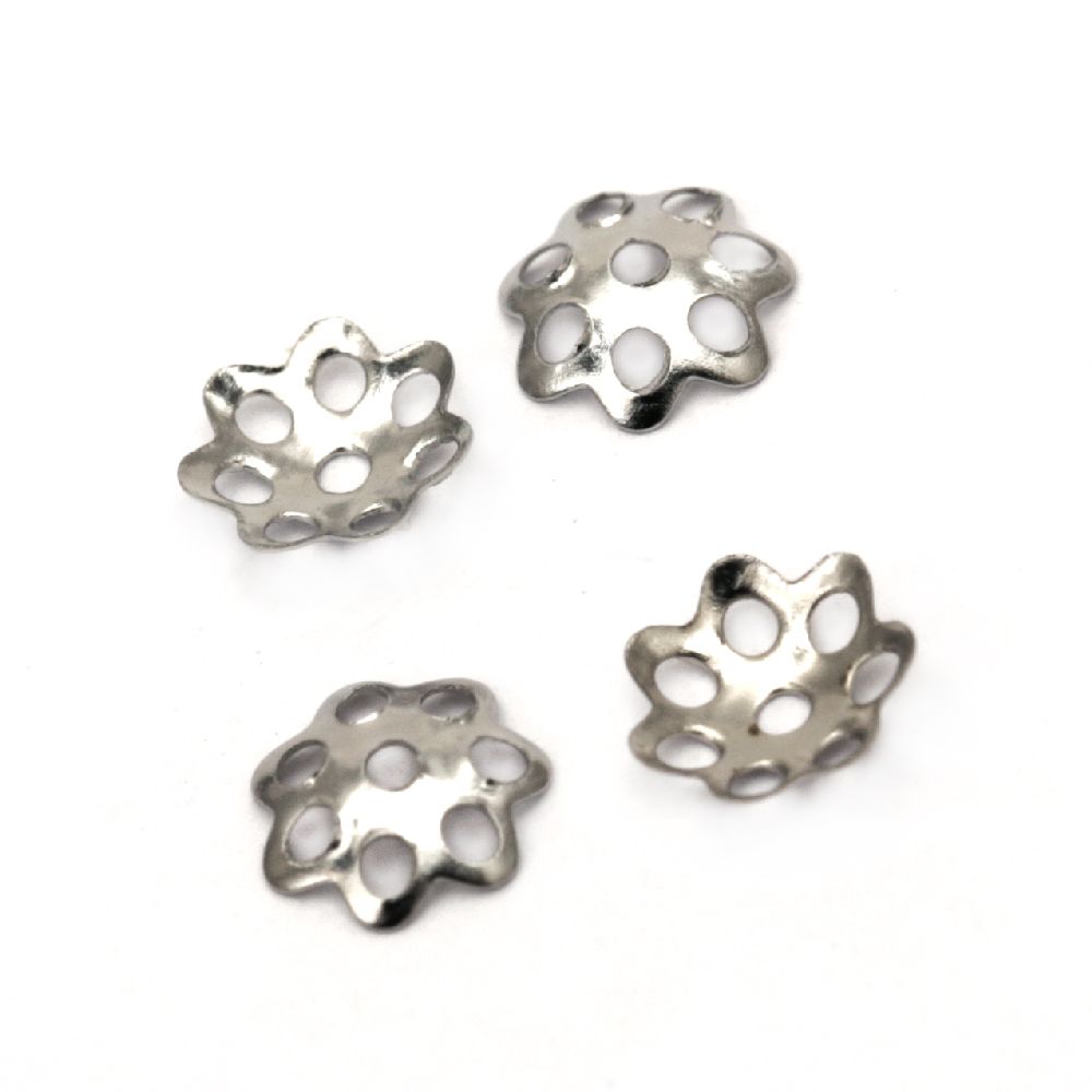 Metal Bead Caps, Spacer Beads for DIY Jewelry / 6x1 mm / Silver - 100 pieces