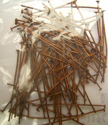 Metal Head Pin, Connecting Element for Jewelry Design / 35 mm / Copper Color -10 grams ~ 68 pieces