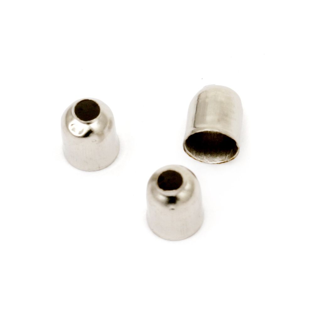 Metal Cylindrical End Caps / 4x7x3 mm / Silver - 50 pieces