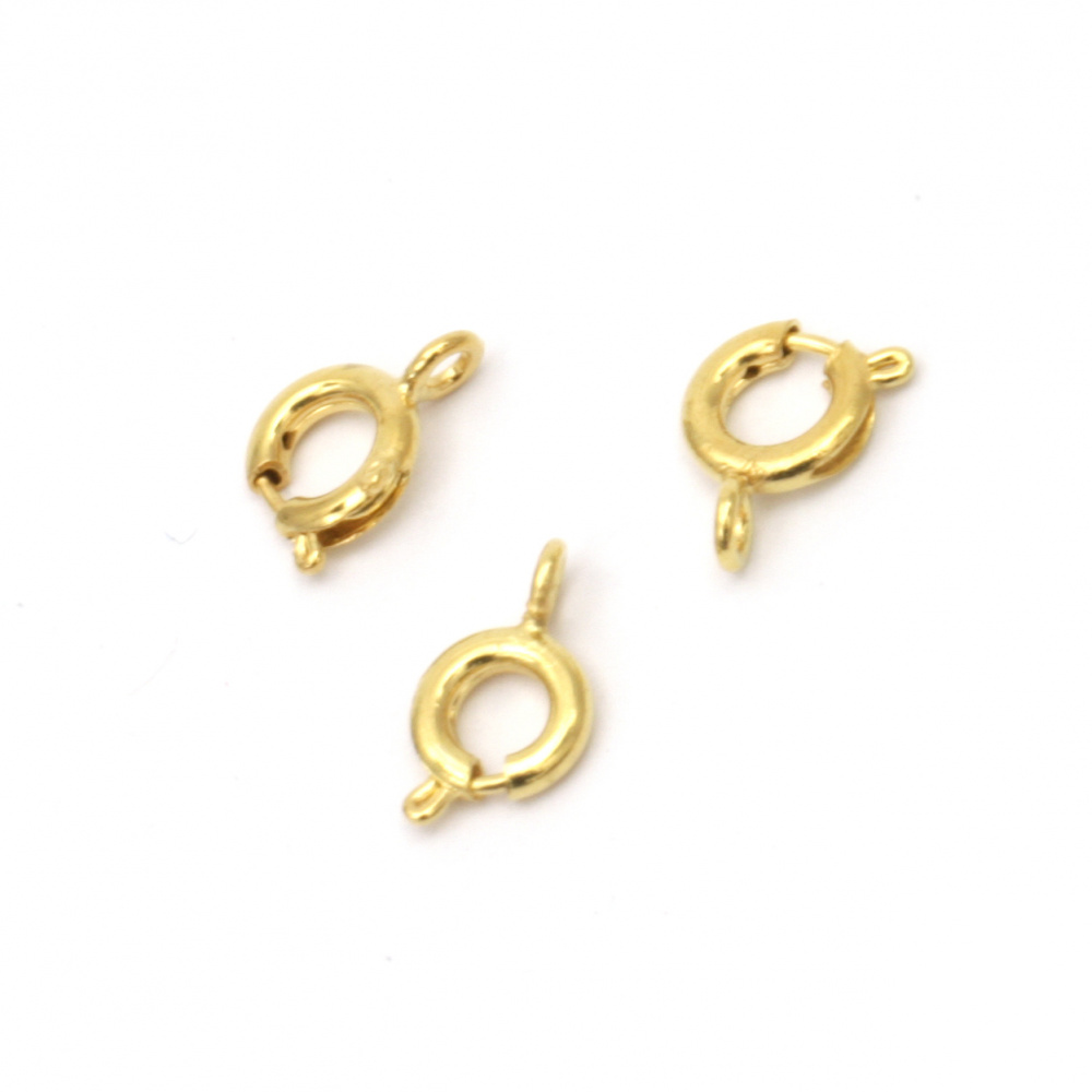 Metal Spring Clasps / 10x6 mm,  Hole: 1.5 mm / Gold - 20 pieces