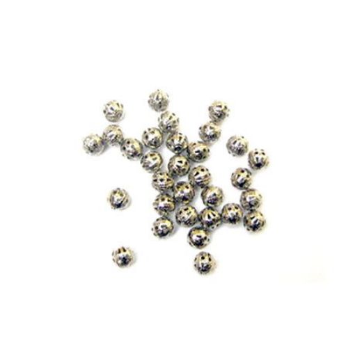 Metal bead  ball 6 mm silver -50 pieces