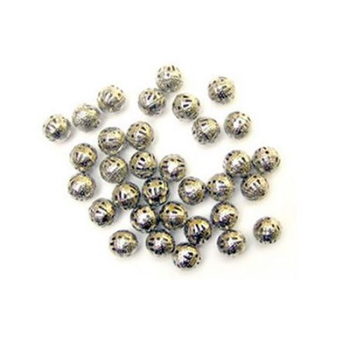 Metal bead  ball 8 mm color silver -50 pieces