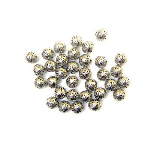 Metal bead  ball 10 mm color silver -50 pieces