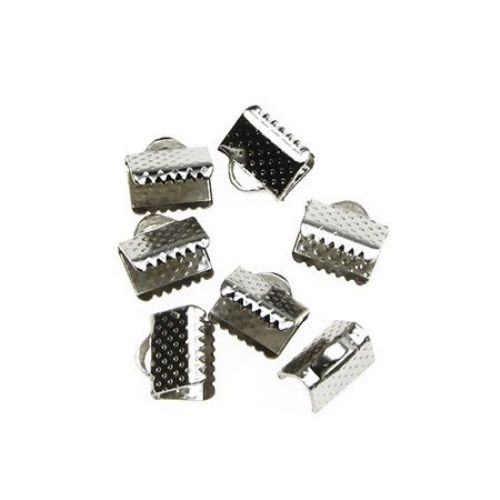 Iron Ribbon Clamps 8 mm clip color silver -50 pieces