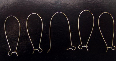 Ear Wire Hooks with Closure /  37x15 mm / Silver - 20 pieces