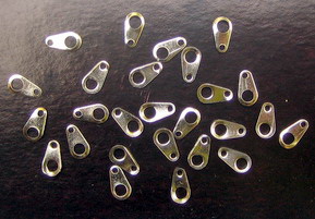 Cord Ends, Metal 2 holes 5x10 mm color silver -50 pieces
