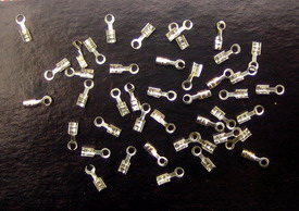 Cord Ends, Metal 3x6 mm embossed color white -200 pieces
