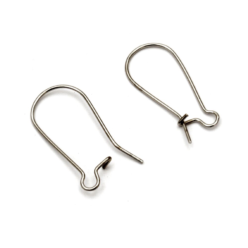Metal Earring Hooks with Closure /  25x10 mm / Silver - 50 pieces