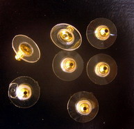 Earring Backs / Silicone and Metal / 10x6 mm / Gold Color - 50 pieces