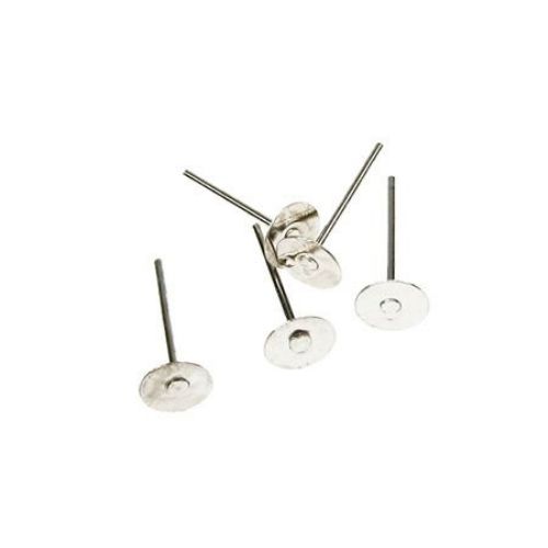 Flat Earring Posts for DIY Stud Earrings / 10x6x0.7 mm / Silver - 50 pieces